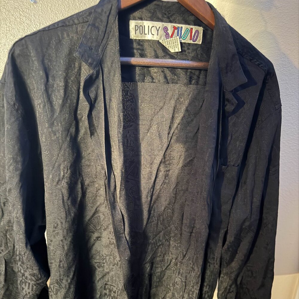 Policy Studio Black Button Down Men's Large